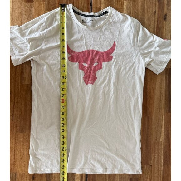 Under Armour Project Rock Brahma Bull Short Sleeve Shirt Men's M Cream Red - Picture 5 of 14